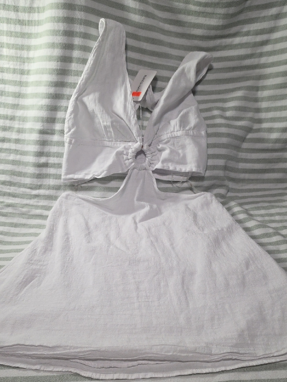 NWT- White Ring-Front Cutout Halter Dress - Large